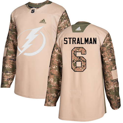 Adidas Lightning #6 Anton Stralman Camo Authentic Veterans Day Stitched NHL Jersey